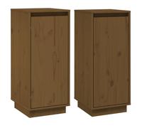 Vidaxl Buffets 2 Pcs Marron Miel 31,5x34x75 Cm Bois Massif De Pin Multicolore