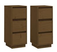 2x Buffets Blanc 32x34x75 cm Bois Massif de Pin Armoires de Rangement vidaXL
