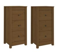 Vidaxl Buffets 2 Pcs Marron Miel 40x35x80 Cm Bois Massif De Pin Marron