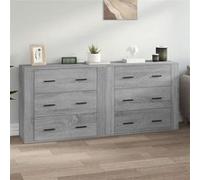 vidaXL Buffets 2 pcs, Meubles de Rangement avec Tiroir, Armoires de Rangement, Organisateur Salon Intérieur, Moderne, Sonoma Gris Bois d'Ingénierie Gris G