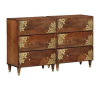 vidaXL Buffets 2 pcs Miel 60x33.5x75 cm Bois Massif de Mangue