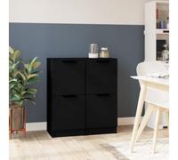 vidaXL Buffets 2 pcs noir 30x30x70 cm bois d'ingénierie