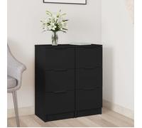 Buffets 2 pcs noir 30x30x70 cm bois d ingénierie