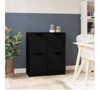 vidaXL Buffets 2 pcs noir 30x30x70 cm bois d'ingénierie, armoire, meuble de rangement, buffet, meuble, meuble d'appoint, 811172