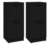 vidaXL Buffet 2 pièces Noir 30x30x70 cm Bois d'ingénierie