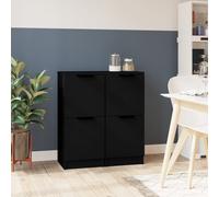 Vidaxl Buffets 2 Pcs Noir 30x30x70 Cm Bois D'ingénierie Marron