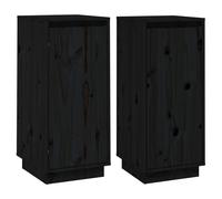 vidaXL Buffets 2 pcs Noir 31,5x34x75 cm Bois massif de pin