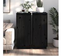 Buffets 2 pcs Noir 31,5x34x75 cm Bois massif de pin813359