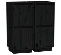 Vidaxl Buffets 2 Pcs Noir 31,5x34x75 Cm Bois Massif De Pin Multicolore
