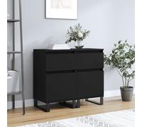 Vidaxl Buffets 2 Pcs Noir 40x35x70 Cm Bois D’Ingénierie Marron