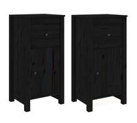 vidaXL Buffets 2 pcs Noir 40x35x80 cm Bois massif de pin