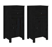 vidaXL Buffets 2 pcs Noir 40x35x80 cm Bois massif de pin