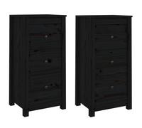 Buffets 2 pcs noir 40x35x80 cm bois massif de pin