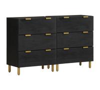 Vidaxl Buffets 2 Pcs Noir 60x33x75 Cm Bois D'ingénierie Marron