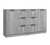 Vidaxl Buffets 2 Pcs Sonoma Gris 60x30x70 Cm Bois D'ingénierie Marron