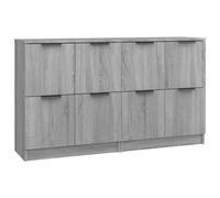 Vidaxl Buffets 2 Pcs Sonoma Gris 60x30x70 Cm Bois D'ingénierie Marron