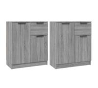 Vidaxl Buffets 2 Pcs Sonoma Gris 60x30x70 Cm Bois D'ingénierie Marron