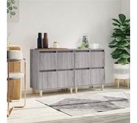 vidaXL Buffets 2 pcs, Meuble de Rangement avec Compartiments, Armoire de Rangement, Organisateur Intérieur Salon, Scandinave, Sonoma Gris Bois d'Ingénierie