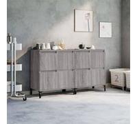 Vidaxl Buffets 2 Pcs Sonoma Gris 60x35x70 Cm Bois D'ingénierie Marron