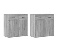 vidaXL Buffet armoire de rangement 2 pcs Bois d'ingénierie Sonoma gris 79x38x80 cm 3276621