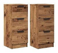 Vidaxl Buffets 2 Pcs Vieux Bois 30x30x70 Cm Bois D'ingénierie Marron