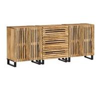 vidaXL Buffets 3 pcs 60x34x75 cm bois de manguier massif brut Marron