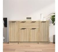 vidaXL Ensemble de 3 buffets Chêne Sonoma Bois d'ingénierie Marron