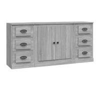 vidaXL Buffets 3 pcs, Armoires de Rangement avec Tiroir, Meubles de Rangement, Armoires Latérales Salon Salle de Séjour, Moderne, Sonoma Gris Bois d'Ingénierie
