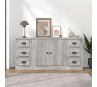 Buffets 3 pcs, Armoires de Rangement avec Tiroir, Meubles de Rangement, Armoires Latérales Salon Salle de Séjour, Moderne, Sonoma Gris Bois