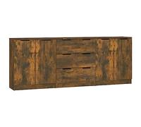 vidaXL Buffets 3 pcs Armoires de Rangement Organisateurs de Maison Meubles de Rangement Armoires de Salon Intérieur Chêne Fumé Bois d'Ingénierie