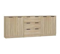 Vidaxl Buffets 3 Pcs Chêne Sonoma Bois D'ingénierie Marron