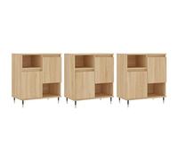 vidaXL Buffets 3 pcs, armoires de salon avec rangement, moderne, chêne Sonoma, bois d'ingénierie