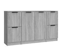 vidaXL Buffets 3 pcs, Armoires Latérale avec Rangement, Meubles de Salle de Séjour Salon Intérieur, Moderne, Gris Bois d'Ingénierie