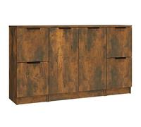 Vidaxl Buffets 3 Pcs Chêne Fumé Bois D'ingénierie Marron