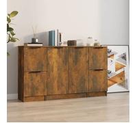 vidaXL Buffets 3 pcs, Armoires Latérale avec Rangement, Meubles de Salle de Séjour Salon Intérieur, Moderne, Chêne Fumé Bois