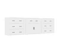 vidaXL Buffets 3 pcs Blanc Bois d'ingénierie