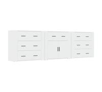 Vidaxl Buffets 3 Pcs Blanc Bois D'ingénierie Blanc