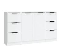 vidaXL Buffets 3115836 – 3 pièces Bois d'ingénierie Blanc