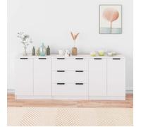 Vidaxl Buffets 3 Pièces Blanc Bois D'ingénierie Blanc