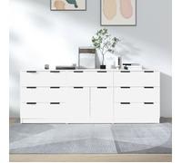 vidaXL Buffets 3 pcs Blanc Bois d'ingénierie3115796 Blanc G