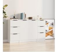 vidaXL Buffets 3115836 – 3 pièces Bois d'ingénierie Blanc