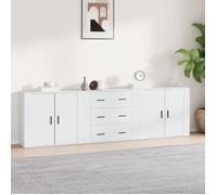 Vidaxl Buffets 3 Pcs Blanc Bois D'ingénierie Blanc