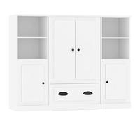 vidaXL Buffets 3 pcs Blanc Bois d'ingénierie, Armoire, Armoire de Rangement, Buffet Haut, Armoire latérale, Armoire Haute, Armoire Console