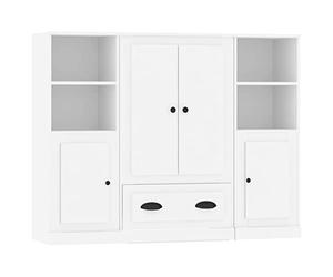 vidaXL Buffets 3 pcs Blanc Bois d'ingénierie, Armoire, Armoire de Rangement, Buffet Haut, Armoire latérale, Armoire Haute, Armoire Console
