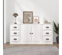 Vidaxl Buffets 3 Pcs Blanc Bois D'ingénierie Blanc