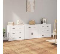 vidaXL Buffets 3 pcs Blanc Bois d'ingénierie