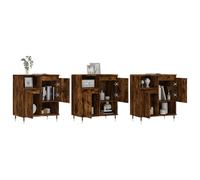 Vidaxl Buffets 3 Pcs Chêne Fumé Bois D'ingénierie Marron