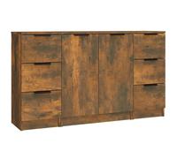 Vidaxl Buffets 3 Pcs Chêne Fumé Bois D'ingénierie Marron