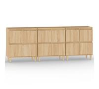 Vidaxl Buffets 3 Pcs Chêne Sonoma 60x35x70 Cm Bois D'ingénierie Marron