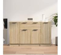 vidaXL Ensemble de 3 buffets Chêne Sonoma Bois d'ingénierie Marron
